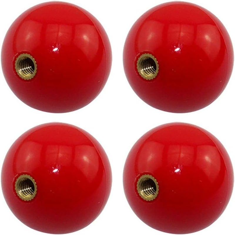 Joystick Ball Top Handle Rocker Round Head Threaded Ball Knob M6 Female Threaded Machine Handle 1-3/8" Diameter Arcade Game DIY Parts Replacement 4Pcs (Red)